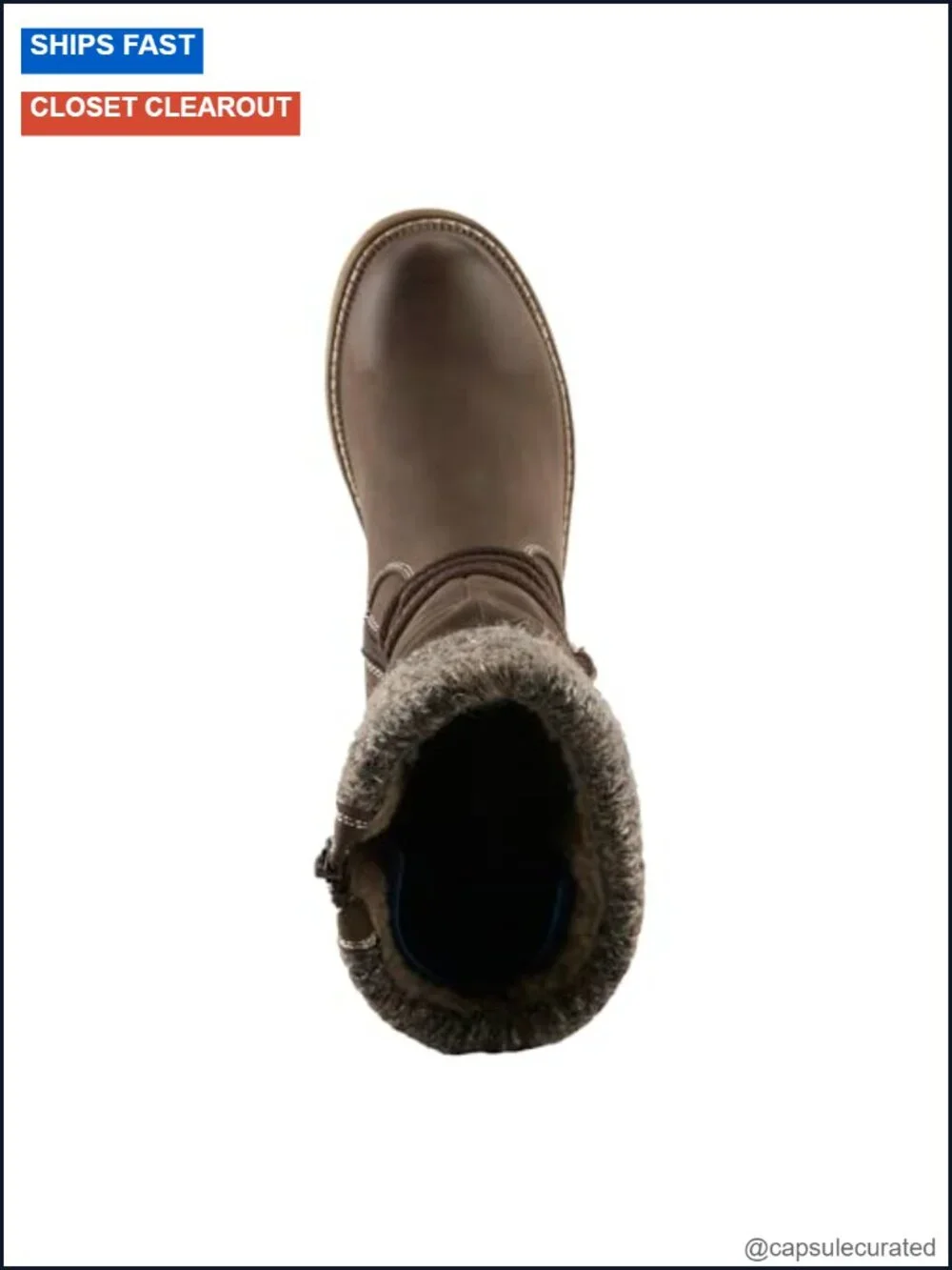 Women's Mid-Calf Boot with Faux Fur Lining and Low Heel